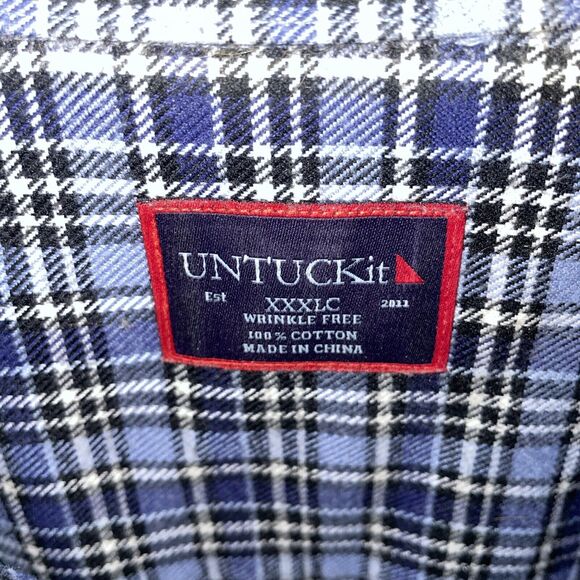 Untuckit Men’s Dress Shirt Size 3XL Blue Plaid Business Formal City - Picture 2 of 12
